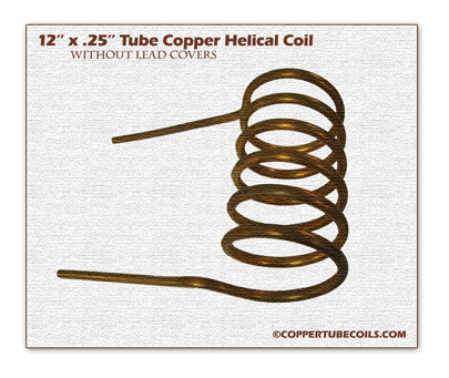 12'' x .25'' Tube Copper Helical Coil without lead covers  ©coppertubecoils.com